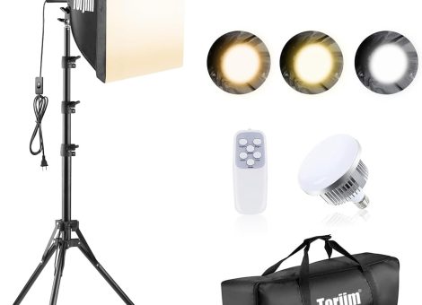 Torjim Softbox Photography Lighting Kit, 16” x 16” Professional Softbox Lighting Kit with 85W 3000-7500K LED Bulbs, Studio Lights for Photography/Video Recording/Live Streaming